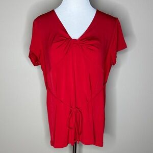 Crave Apparel womens maternity short sleeve stretch red blouse size L.